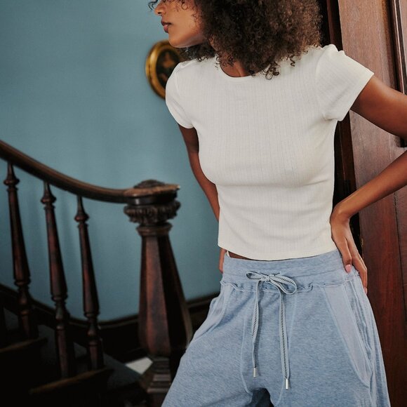 🆕 FREE PEOPLE Wait A Minute Wide Leg Lounge Pant / Soft Chambray - Picture 7 of 9